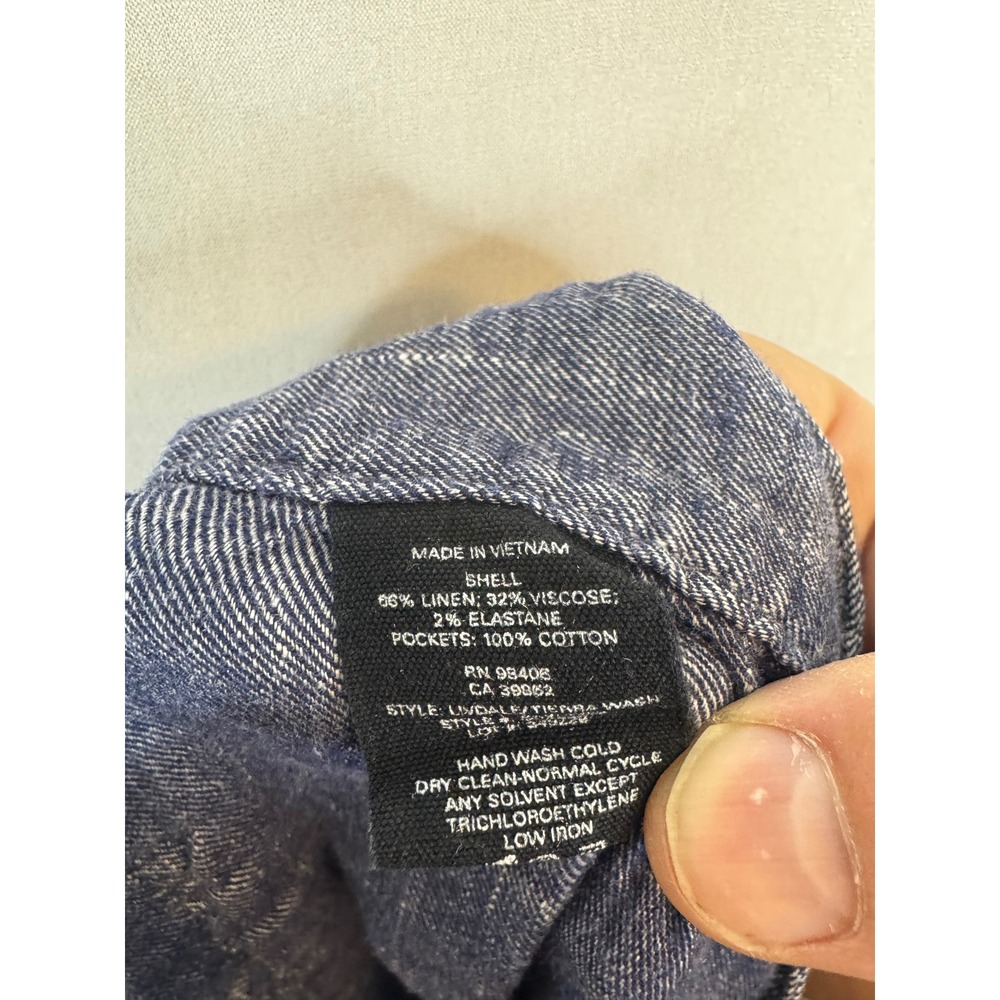 Theory Lindale Tierra Wash Linen Blend Wide Leg Crop Pants Blue Size 8 - Picture 6 of 9